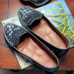 Robert Zur Basketweave Leather Slip-On Loafers in Dark Navy Blue